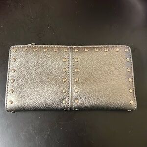Michael Kors Metallic Silver Astor Studded Bifold Wallet